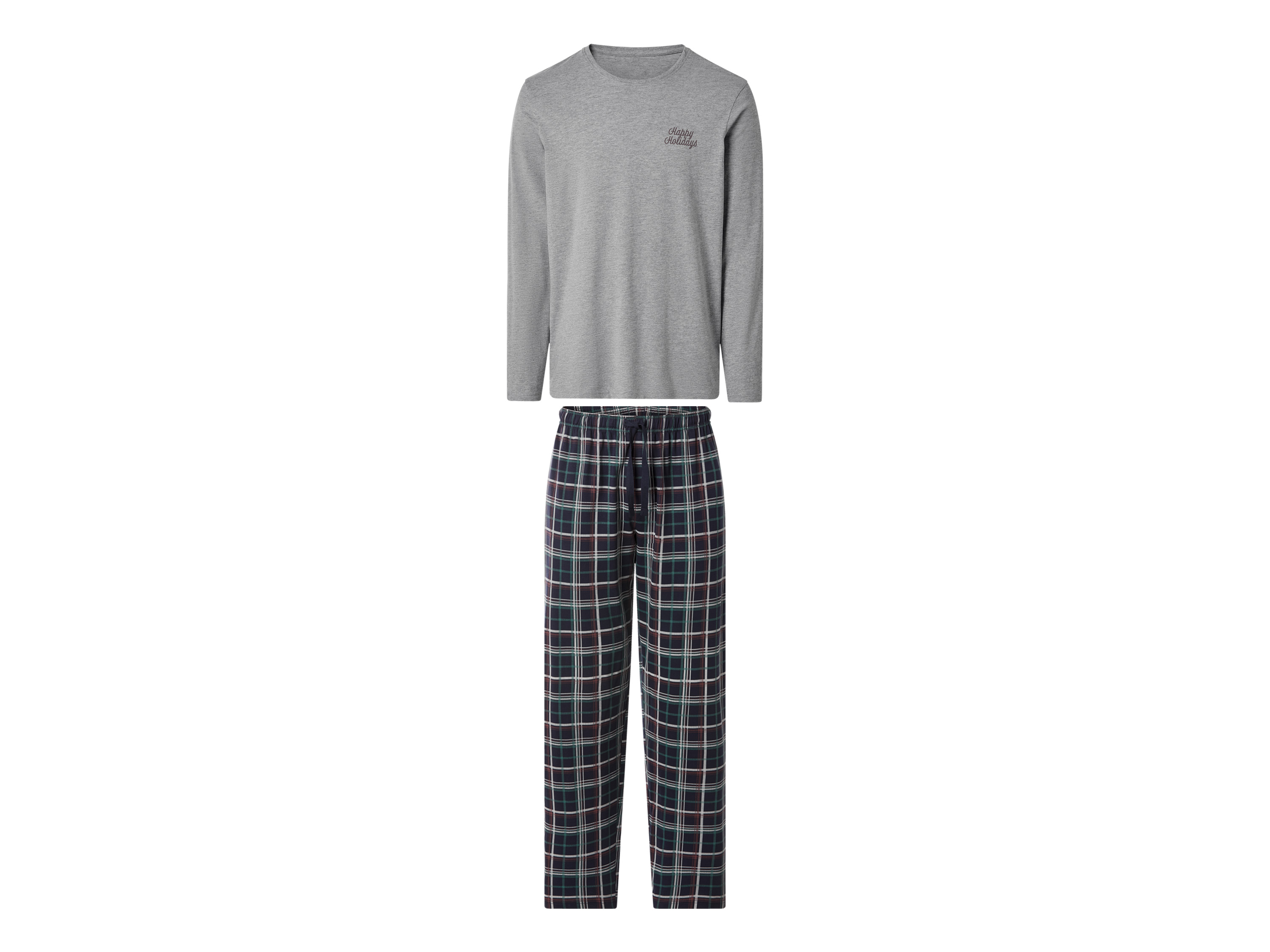 ESMARA MEN Heren pyjama, lang (Grijs/donkerblauw, XL)