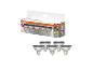 Verpakking met zes dimbare LED-lampen met GU5.3 fitting, 5W, 345lm, warm wit licht.
