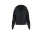 Donkergrijze hoodie met rits en voorzakken.