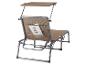 Bruine opvouwbare ligstoel met zonnescherm en zijvak