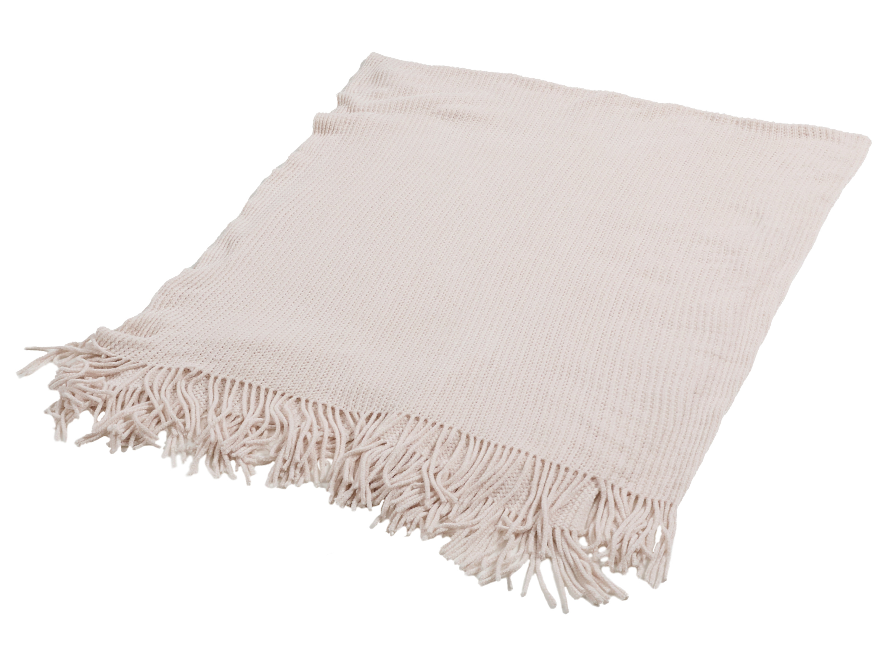 LIVARNO Plaid, 130 x 170 cm, met franjes (Beige)
