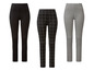 Drie soorten leggings: zwart, met ruitjes en met een gestreepte print.