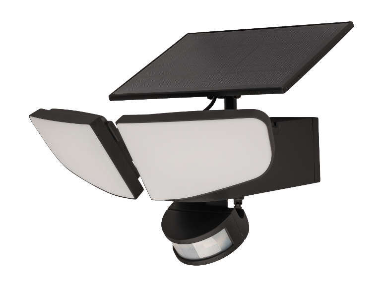 Een dubbele solar-aangedreven LED-bewegingsmelderlamp.
