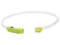 Groene lichtgevende halsband met transparante buis en zwarte knop.