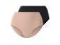 Twee paar dames high-waist slips, één beige en één zwart.