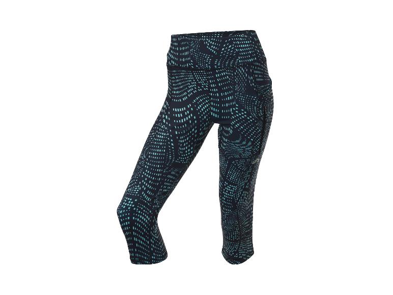 7/8 sportieve leggings, donkerblauw-groen geometrisch patroon.