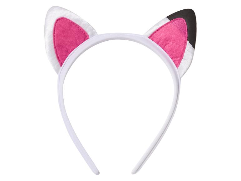 Witte haarband met roze en zwarte kattenoren