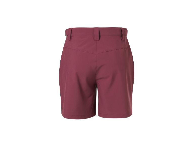 Achteraanzicht van een bordeauxrode dames short met riemlussen.