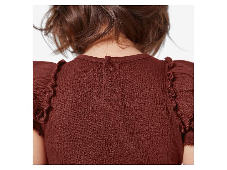 Bruinrood jurkje voor meisjes, gerimpelde details.