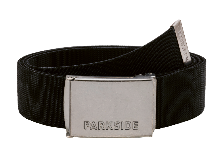 Zwarte Parkside riem met zilveren gesp.