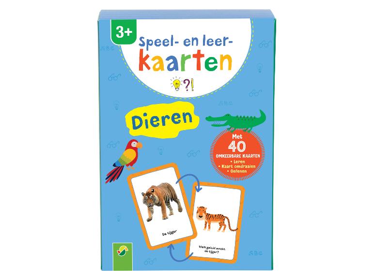 Doos met dieren speel- en leerkaarten voor 3+ jaar, met 40 omkeerbare kaarten.