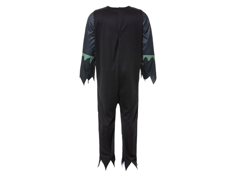 Zwart Halloween kostuum met groene details.