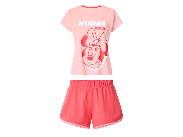 Damespyjama met lichtroze T-shirt en korte broek met Minnie Mouse