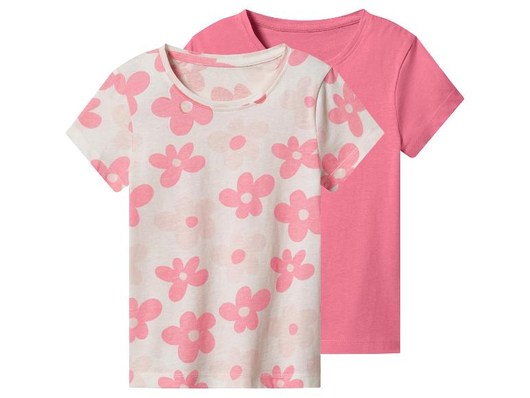 Set van 2 roze kinder-T-shirts, één effen en één met bloemenpatroon