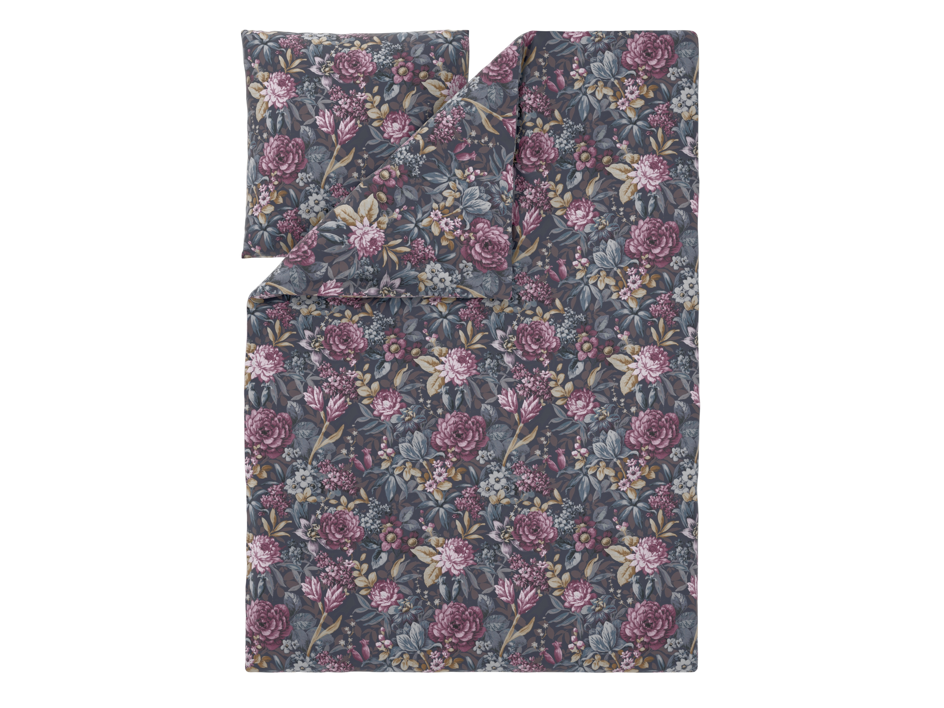 LIVARNO Renforcé-beddengoed, 140 x 200 cm (Bloemen/antraciet)