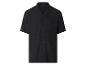 Zwart herenshirt met korte mouwen, campkraag en getextureerde stof