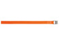 Een oranje spanband met een metalen gesp.