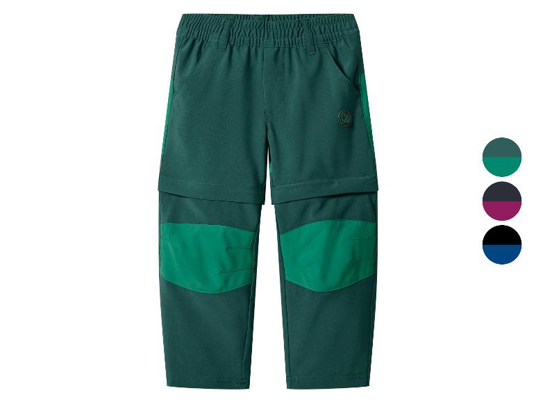 Kinderbroek met rits in donkergroen en lichtgroen, met elastische taille