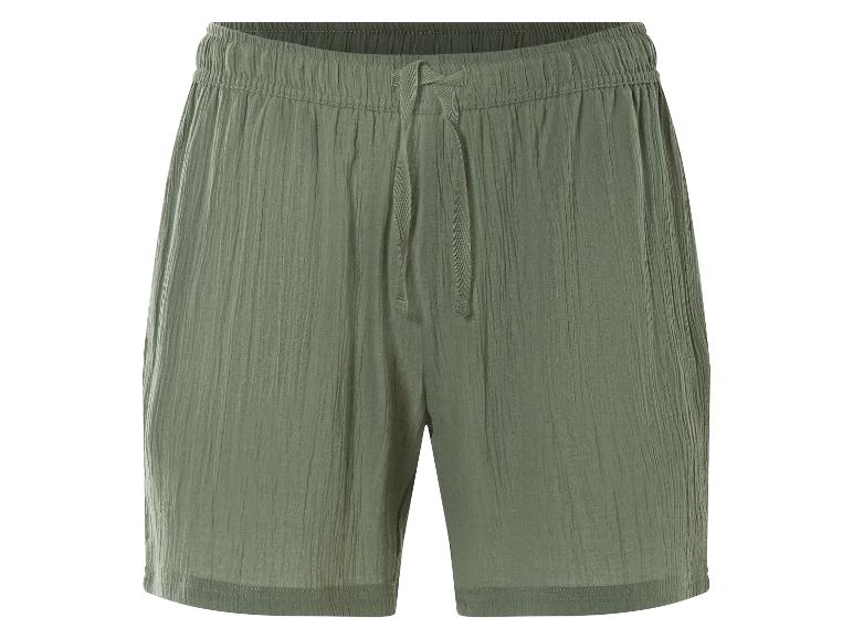 Kaki shorts van lichte stof, casual stijl.