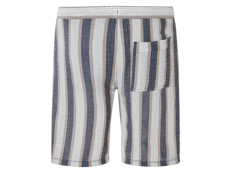 Beige en grijze gestreepte shorts: achterkant.