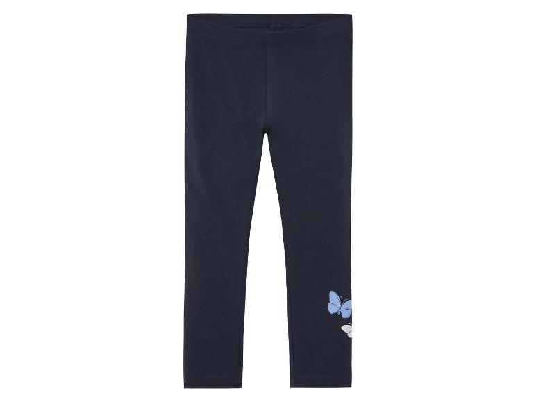 Donkerblauwe leggings voor kinderen met vlinderprint.