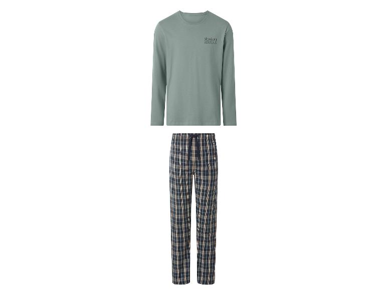 Herenpyjama met lange mouwen top en geruite broek