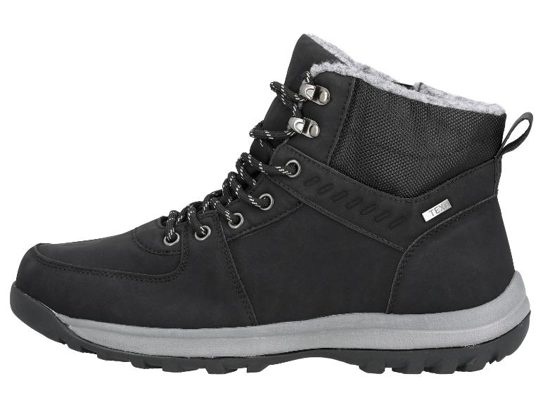 Zwarte winterlaarzen met veters en een grijze zool.
