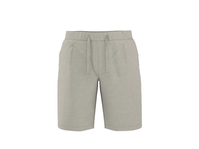 Beige linnen shorts met trekkoord in de taille