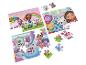 Drie Gabby's Dollhouse puzzels met losse stukjes