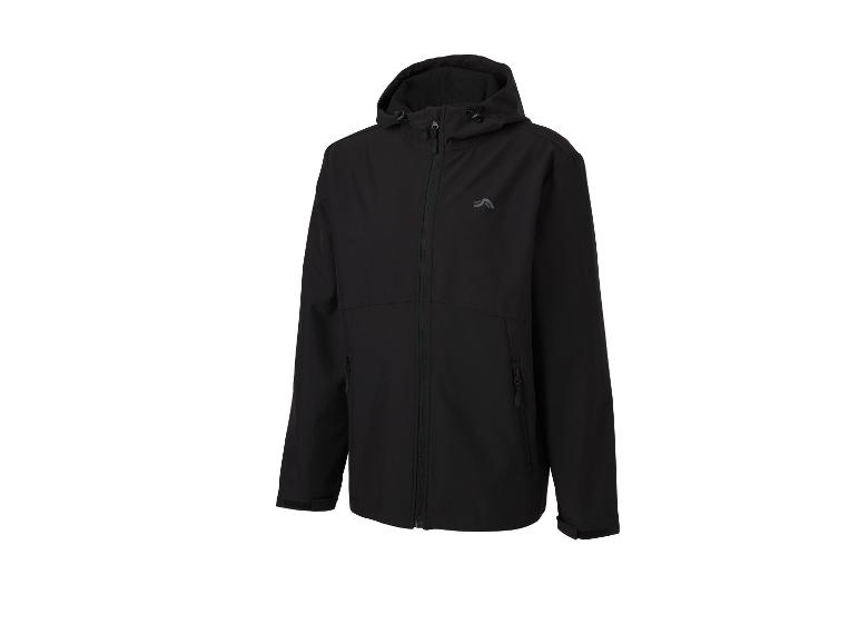 Zwarte softshell jas met capuchon en rits