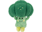 Glimlachende broccoli knuffel met gele voeten.