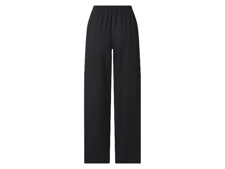 Zwarte wijde broek met elastische tailleband.