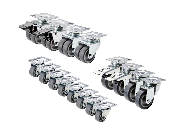 Verschillende wielen van verschillende maten en stijlen, geïsoleerd op een witte achtergrond.