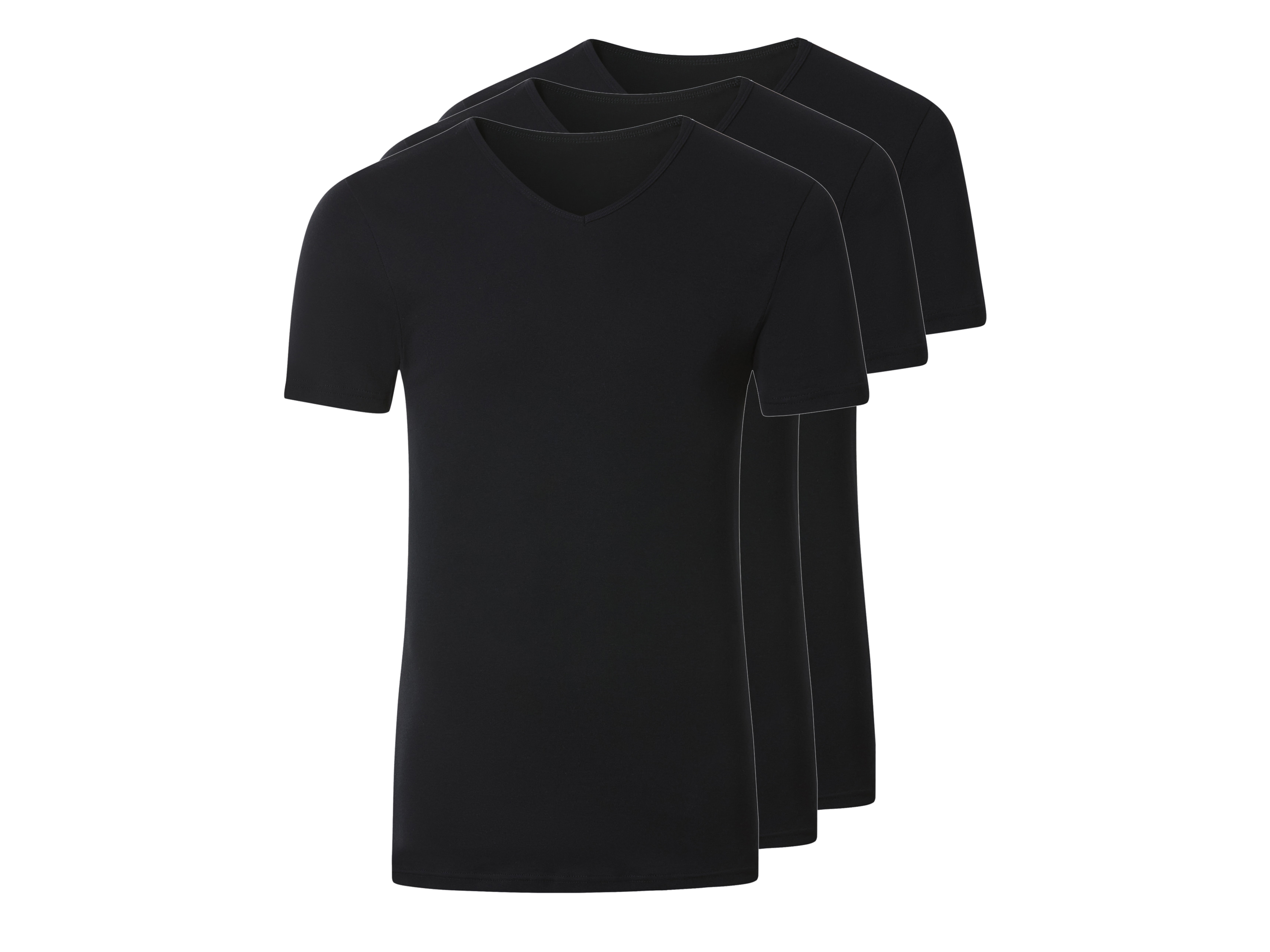 esmara Men Set van 3 heren T-shirts (V-hals, Zwart, M)