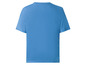 Een blauwe T-shirt met korte mouwen.