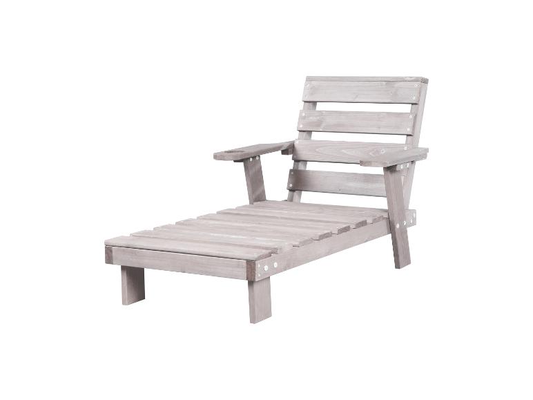 Grijze houten ligstoel met bekerhouder