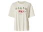 Crèmekleurig T-shirt met 'HAWAII EST. 1959 ALOHA' tekst en roze hibiscusbloemen
