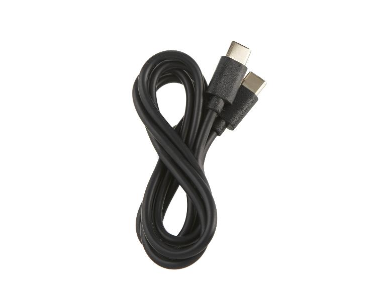 Zwarte USB-C kabel opgerold in een achtvorm