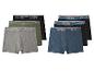 Zes Esmara boxershorts in diverse kleuren: grijs, olijfgroen, zwart en blauw.