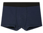Een donkerblauwe boxershort met een zwarte tailleband.