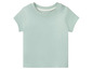 Een lichtgroen baby T-shirt met korte mouwen.