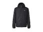 Zwart sportjack met capuchon en rits, met groene mesh-details.