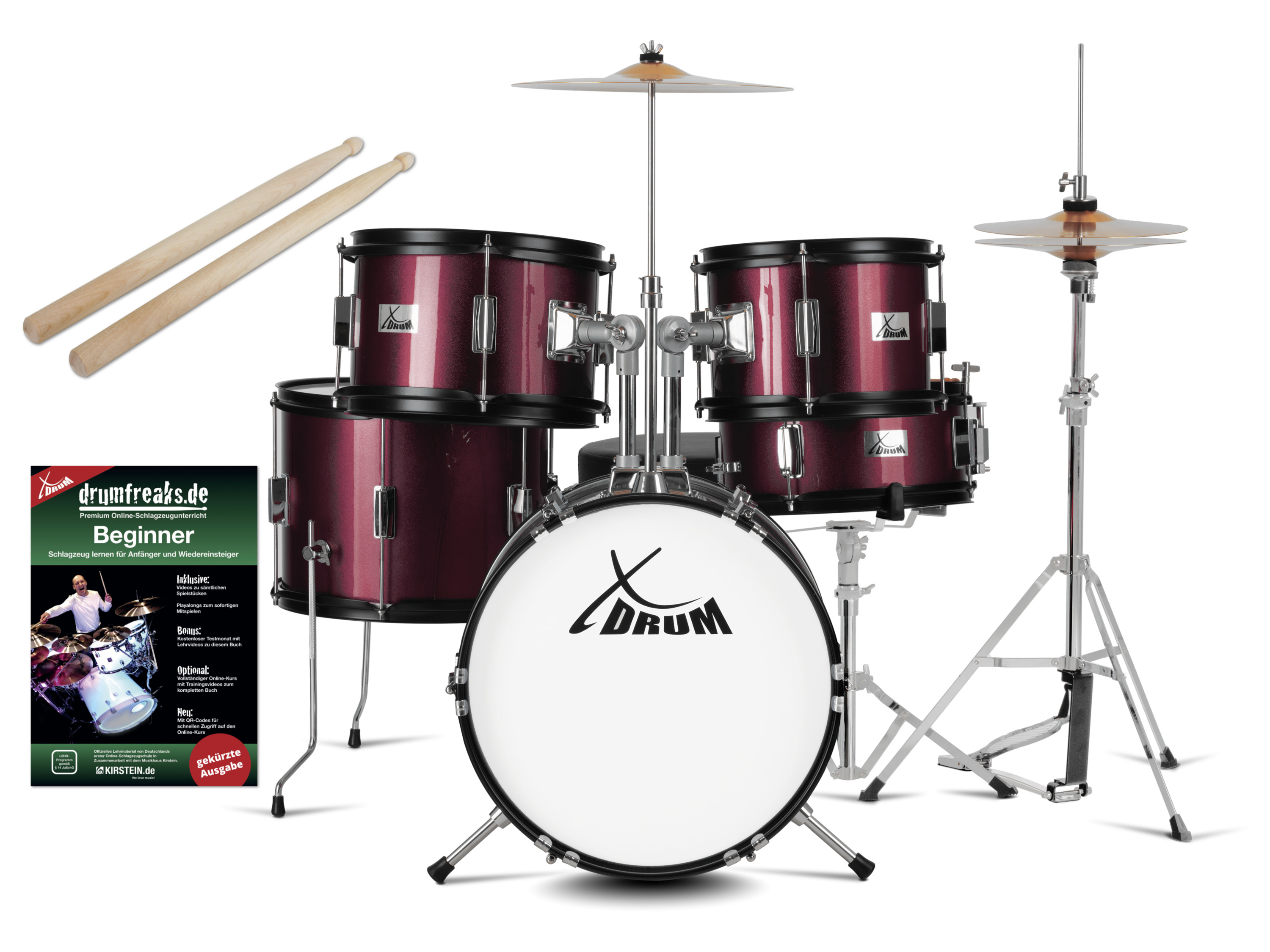 XDRUM Junior Pro Kinder Drumset (Rood incl. lessen)