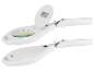 Witte LED-vergrootlamp met verstelbare arm, open en gesloten weergegeven.