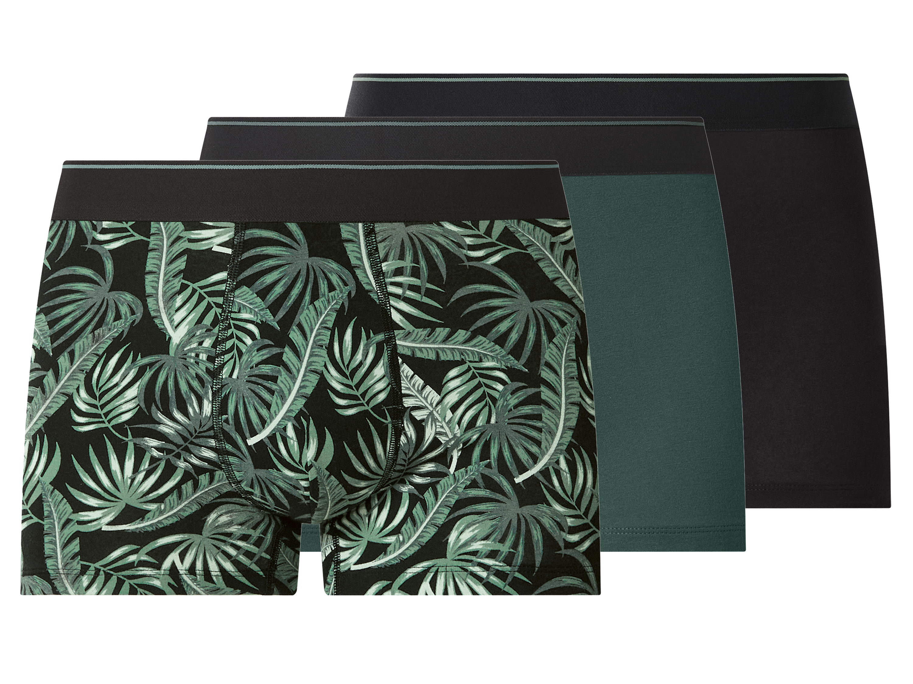 esmara Men Set van 3 heren boxers (Zwart/groen, XXL)