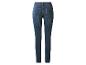 Donkerblauwe dames skinny jeans met achterzakken, achteraanzicht.