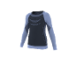 Thermoshirt met lange mouwen in donkergrijs met lichtblauwe accenten en patronen.