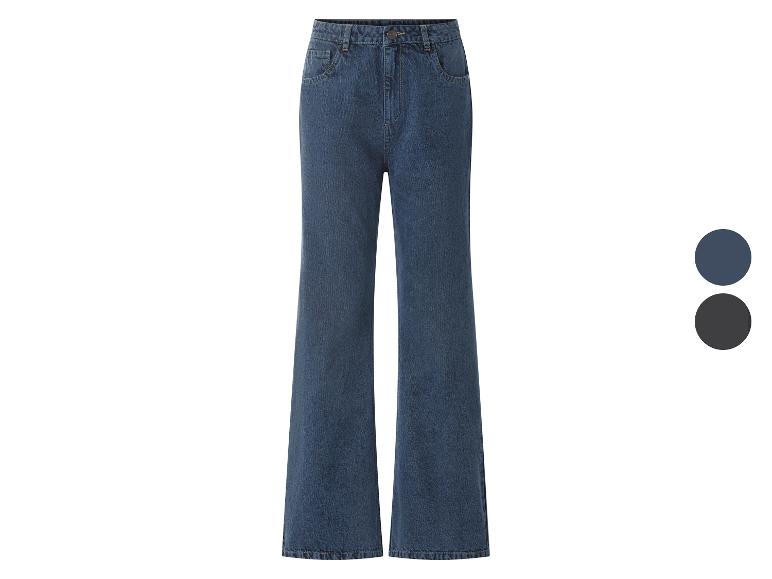 Blauwe flared jeans met twee kleuropties.