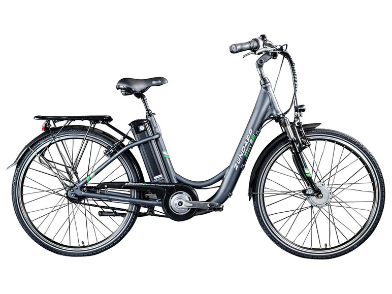 Een Zundapp elektrische fiets met een geïntegreerde accu.