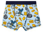 Blauwe LEGO boxershorts met blauwe minifiguren en motorfietsen.